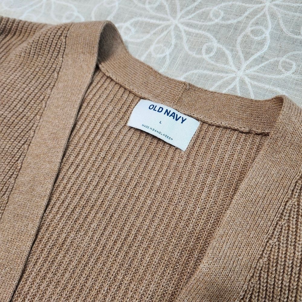 Open Front Longline Ribbed Cozy Cotton Blend Cardigan Sweater Large - Picture 8 of 13